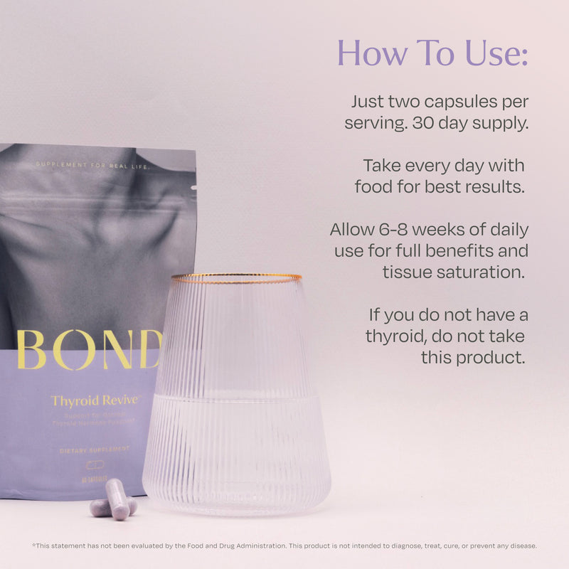 BOND Thyroid Revive bottle close-up and dosage information